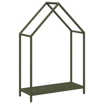 Sturdy Olive Green Firewood Rack | 60x25x90 cm Steel