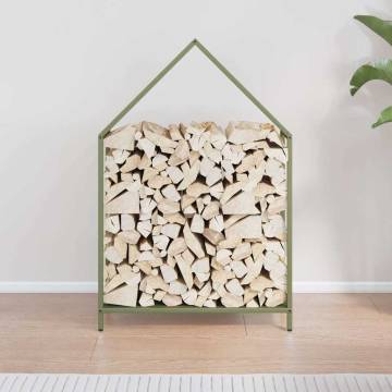 Sturdy Olive Green Firewood Rack | 60x25x90 cm Steel