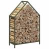 Sturdy Olive Green Firewood Rack | 60x25x90 cm Steel