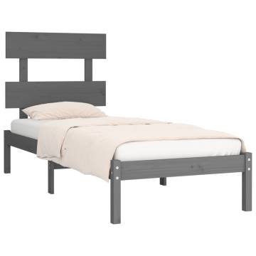 Buy Grey 90x190 cm Single Bed Frame - Solid Wood, No Mattress