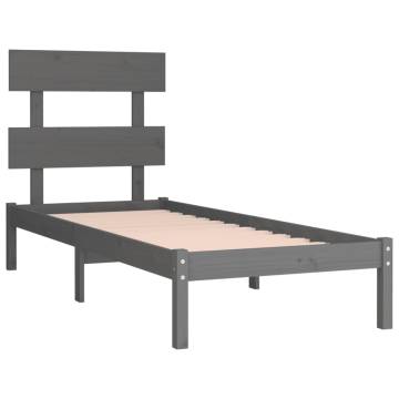 Buy Grey 90x190 cm Single Bed Frame - Solid Wood, No Mattress