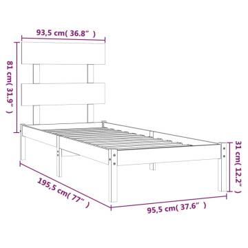 Buy Grey 90x190 cm Single Bed Frame - Solid Wood, No Mattress