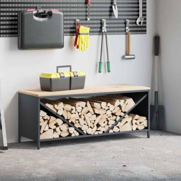 Firewood Rack with Wooden Top - Anthracite | HipoMarket