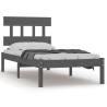 Grey Bed Frame without Mattress - 90x190 cm Single Solid Wood