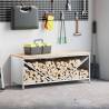 White Firewood Rack with Wooden Top - 100.5x35.5x40 cm