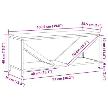 White Firewood Rack with Wooden Top - 100.5x35.5x40 cm