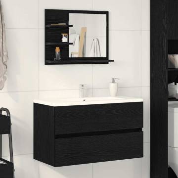 Bathroom Mirror Black Oak 60x10.5x45 cm - Stylish & Practical