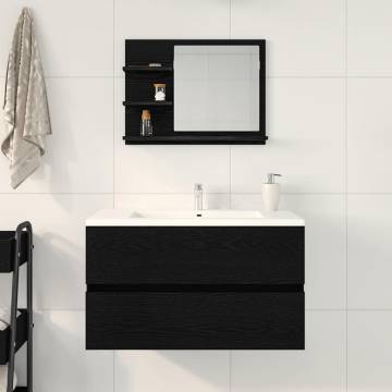 Bathroom Mirror Black Oak 60x10.5x45 cm - Stylish & Practical