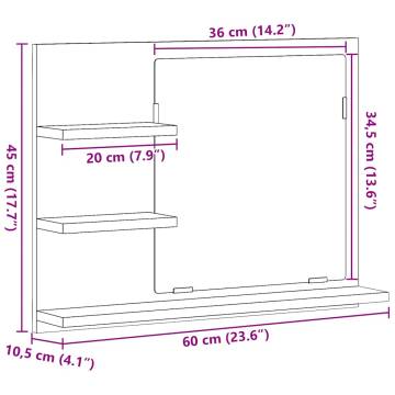 Bathroom Mirror Black Oak 60x10.5x45 cm - Stylish & Practical