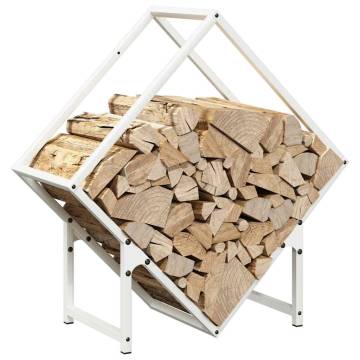 Stylish Firewood Rack White 60x25x60 cm - Cold-Rolled Steel