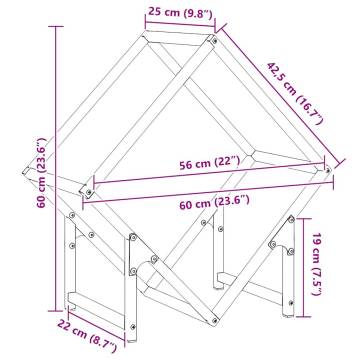 Stylish Firewood Rack White 60x25x60 cm - Cold-Rolled Steel