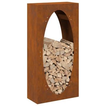 Firewood Rack 50x23x100 cm - Weathering Steel Storage Solution