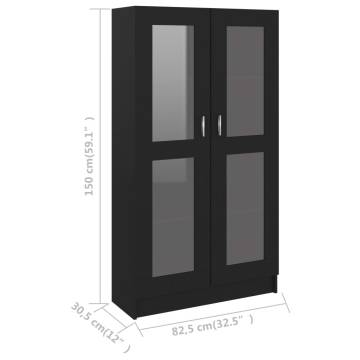 Vitrine Cabinet Black - 82.5x30.5x150 cm | Hipomarket