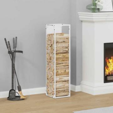 White Firewood Rack 25x25x100 cm - Sturdy Steel Storage