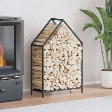 Firewood Rack Black 60x25x90 cm - Cold-Rolled Steel | HipoMarket