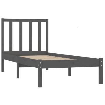 Grey Solid Wood Pine Bed Frame 90x190 cm - Stylish & Sturdy