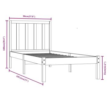 Grey Solid Wood Pine Bed Frame 90x190 cm - Stylish & Sturdy