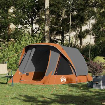 Camping Tent Cabin 4-Person Grey & Orange - Waterproof Gear