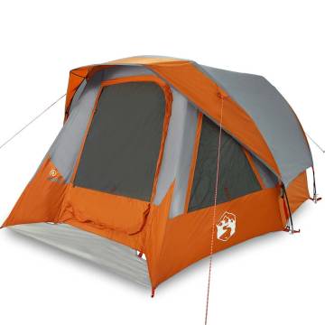 Camping Tent Cabin 4-Person Grey & Orange - Waterproof Gear