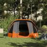 Camping Tent Cabin 4-Person Grey & Orange - Waterproof Gear