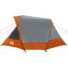 Camping Tent Cabin 4-Person Grey & Orange - Waterproof Gear