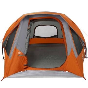 Camping Tent Cabin 4-Person Grey & Orange - Waterproof Gear