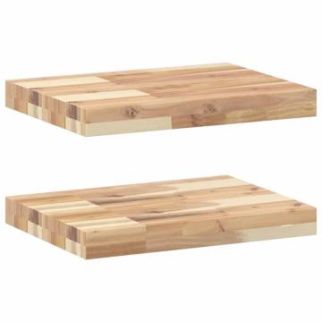 Floating Shelves - 2 pcs Untreated Solid Wood Acacia | HipoMarket