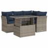 5 Piece Grey Poly Rattan Garden Sofa Set with Cushions