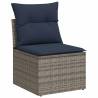 5 Piece Grey Poly Rattan Garden Sofa Set with Cushions