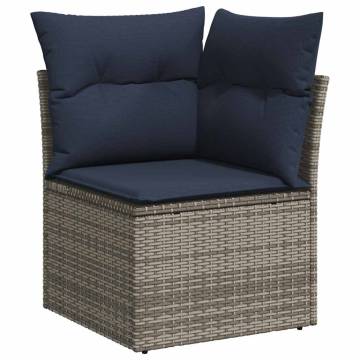 5 Piece Grey Poly Rattan Garden Sofa Set with Cushions