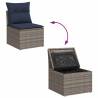 5 Piece Grey Poly Rattan Garden Sofa Set with Cushions