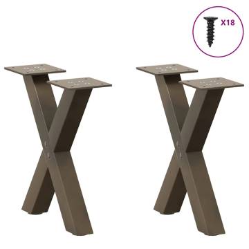 X-Shaped Coffee Table Legs - Durable Natural Steel - 2 pcs