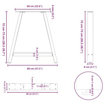 A-Shaped Coffee Table Legs | Durable Steel | 80x(72-73) cm