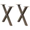 X-Shaped Coffee Table Legs - Natural Steel (2 pcs) - 60x(42-43) cm