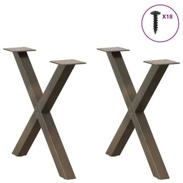 X-Shaped Coffee Table Legs - Natural Steel (2 pcs) - 60x(42-43) cm