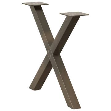 X-Shaped Coffee Table Legs - Natural Steel (2 pcs) - 60x(42-43) cm