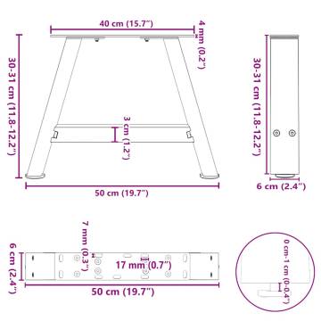 A-Shaped Coffee Table Legs - 50x(30-31) cm Steel - 2 pcs