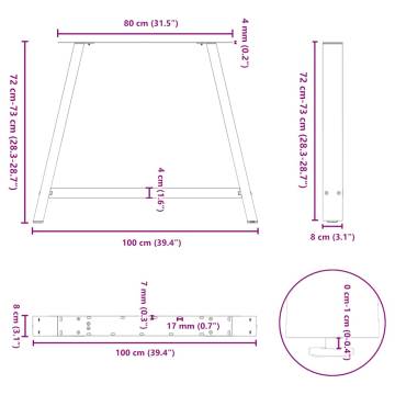 A-Shaped Coffee Table Legs 100x(72-73) cm - Durable Steel