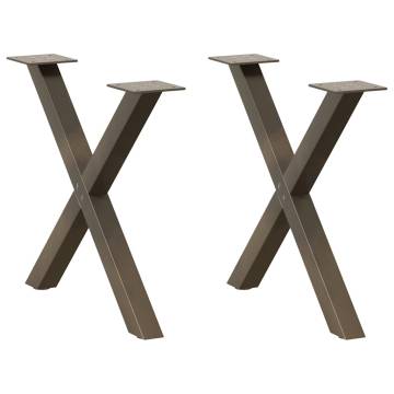 X-Shaped Coffee Table Legs - 2 pcs Natural Steel 50x(42-43) cm