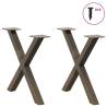 X-Shaped Coffee Table Legs - 2 pcs Natural Steel 50x(42-43) cm