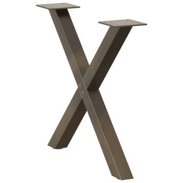 X-Shaped Coffee Table Legs - 2 pcs Natural Steel 50x(42-43) cm