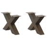 Stylish X-Shaped Coffee Table Legs in Natural Steel - 2 pcs