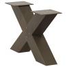 Stylish X-Shaped Coffee Table Legs in Natural Steel - 2 pcs