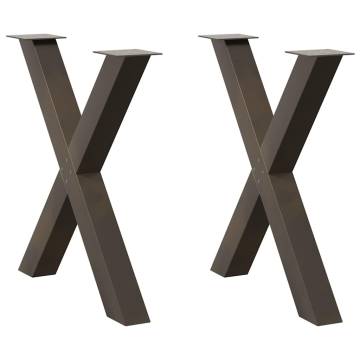 X-Shaped Dining Table Legs - Natural Steel (2 pcs) | HipoMarket