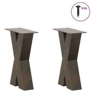 X-Shaped Coffee Table Legs - Natural Steel (2 pcs) | HipoMarket