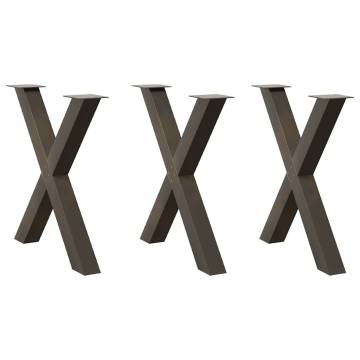 X-Shaped Dining Table Legs - 3 pcs Natural Steel 80x(72-73) cm