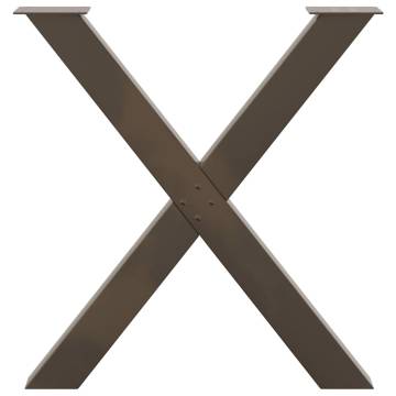 X-Shaped Dining Table Legs - 3 pcs Natural Steel 80x(72-73) cm