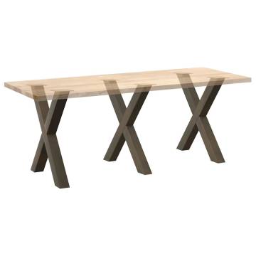 X-Shaped Dining Table Legs - 3 pcs Natural Steel 80x(72-73) cm