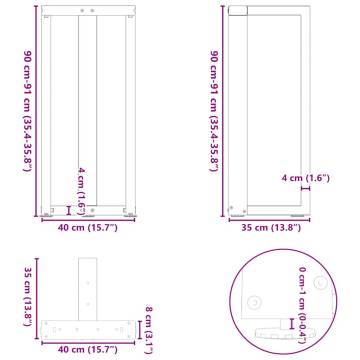 Bar Table Legs T-Shaped - 2 pcs Natural Steel | Hipomarket