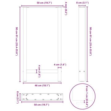 Coffee Table Legs Natural Steel - 50x(90-91) cm | Hipomarket UK